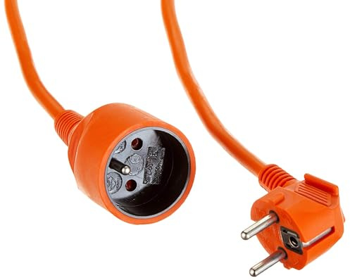 PremiumCord Cavo di Prolunga 230V con Sicurezza Bambini, Cavo di Alimentazione, Prolunga Schuko, Presa a Spina Tipo E, Arancia, 20 m