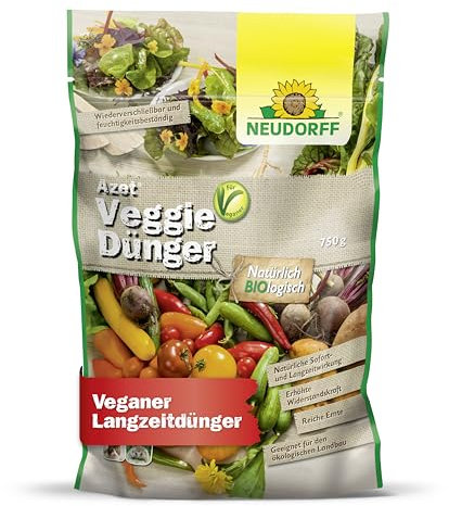 Neudorff Azet VeggieDünger – 100% pflanzlicher Universaldünger mit natürlicher Sofort- und Langzeitwirkung für kräftige Pflanzen im Haus und Garten, 750 g