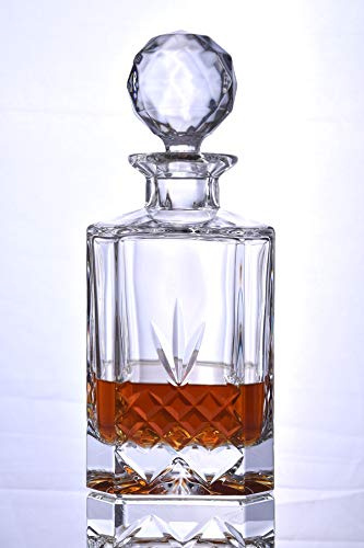 Buckingham Crystal Square Whisky Decanter, Caledonian Crystal Satin Presentation Gift Box