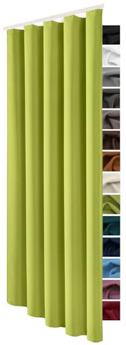 heimtexland ® Verdunklungsgardine Schlaufenschal Gardine Blickdicht mit Kräuselband Thermogardine Verdunklungsvorhang HxB 245x135 cm Grün Typ139