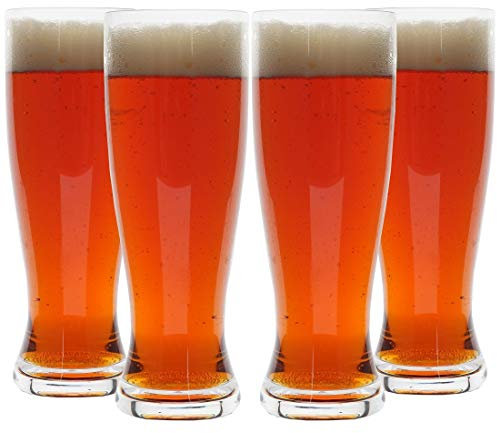 Lily's Home Unbreakable Classic Beer Pilsner Glasses, Crystal Clear and Shatterproof, Ideal for Indoor & Outdoor, Parties, Camping Use, Reusable – Set of 4, 18 Ounces