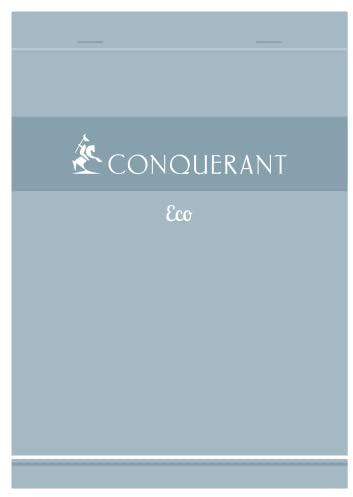 CONQUERANT lot de 5 Bloc-Notes Eco A5 Petits Carreaux 5mm 200 Pages Agrafées Tête Couverture Carte Bleue