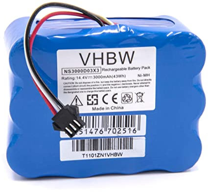 vhbw Akku kompatibel mit Indream 9300, 9200, 9700, 9300XR Staubsauger Blau (3000 mAh, 14,4 V, NiMH)