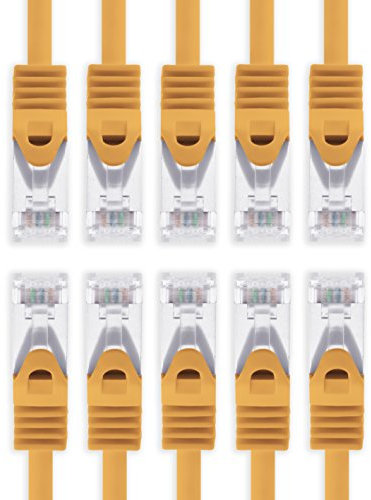 Cable Ethernet Cat7 Cat.7 Gigabit cable de red LAN con conector Cat6a RJ45) (con doble blindaje) 500 MHz Naranja - 10 piezas 5m