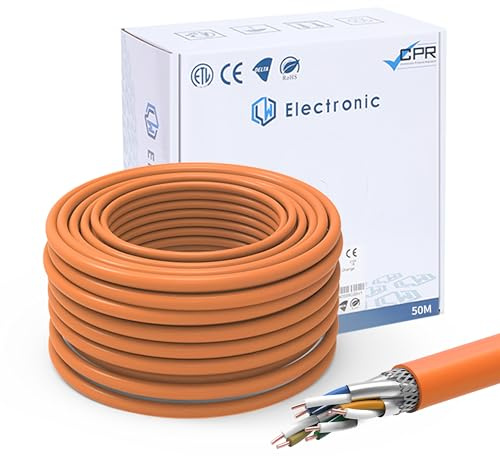 LW Electronic Verlegekabel Cat 7 LAN Kabel 50m Gigabit LSZH Halogenfrei POE++ BauPVO Netzwerkkabel 10Gbit/s S/FTP PiMF 1000 MHz Kupfer AWG23 Installationskabel Datenkabel Ethernet Kabel Orange