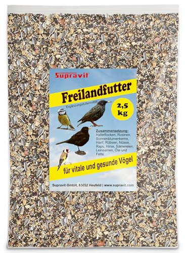 Supravit Freilandfutter für Vögel 2,5kg | proteinreiches Vogelfutter | energiereich, für Freilandvögel & Wildvögel I ideal zur Fütterung aller freilebenden Vogel-Arten im Sommer geeignet