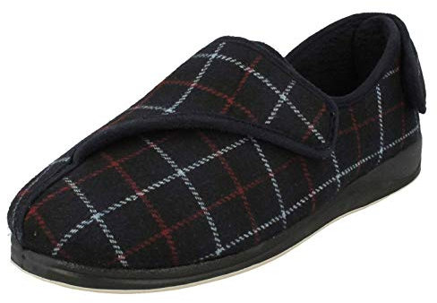 Padders Phillip Extra Wide Fitting Mens Memory Foam Slippers (10 UK, Navy Combi, numeric_10)