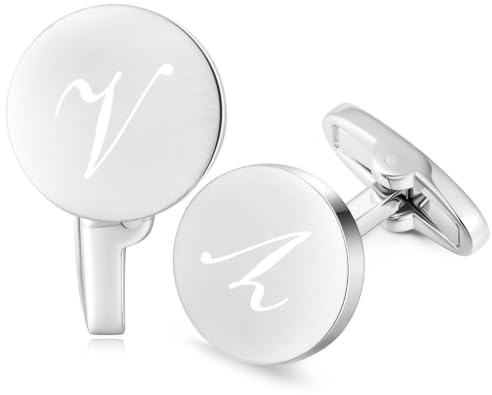 HONEY BEAR Briefe Initialen Buchstabe manschettenknöpfe Herren Edelstahl Hochzeit Cufflinks Manschettenknopf Gebürstetes Silber,MEHRWEG