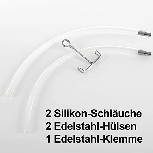Juego de llenado de manguera de silicona para exprimidoras de vapor Gräfenstayn® de 2 piezas - doble paquete en juego - seguro para alimentos y resistente a la temperatura