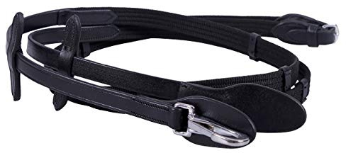 QHP Gurtzügel mit Clip Leder- und Martingalstopper (Pony, Schwarz)