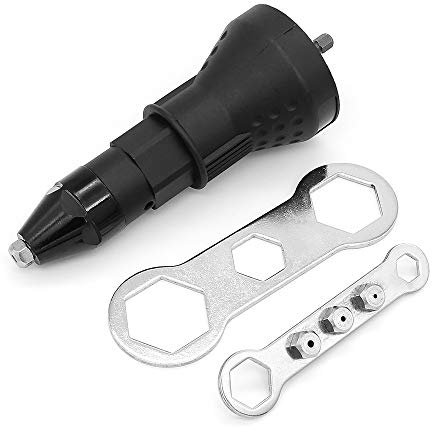 DingGreat Accessorio per rivetto cieco per avvitatrice a batteria o trapano, Rivetto dado elettrico Strumento rivetto Chiave senza filo Inserto adattatore adattatore Auto rivettato (Nero)