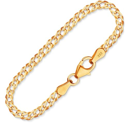 EDELIND Feines Armband Damen Herren 585 Echt Gold 2,9mm Zwillingspanzerkette Gelbgold Armkette Länge 18cm Goldarmband mit Geschenk Box Made in Germany