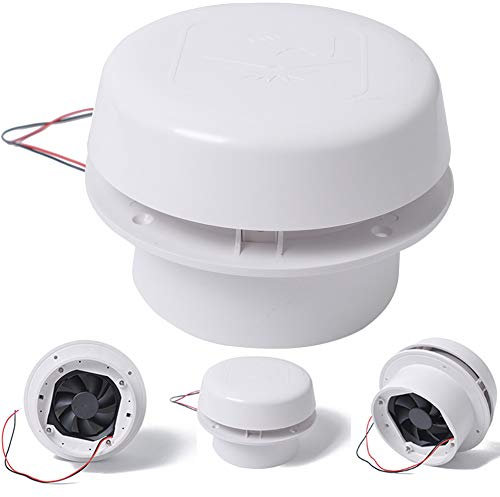 Dyda6 Ventilateur de Toit pour Caravane 12 V RV 60 CFM 1800 TR/Min ABS Rond RV pour Toit de Camping-Car Entrée d'air pour Montage Mural ou Plafond, Blanc, Taille Unique