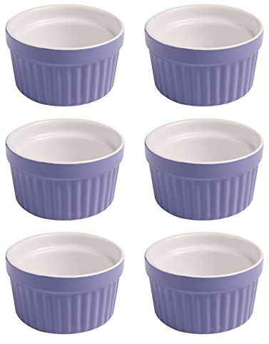 Colias Wing Lines Design Porcelain Ramekin Bowls Souffle Dishes Creme Brulee Dishes Baking Dishes(Set of 6)