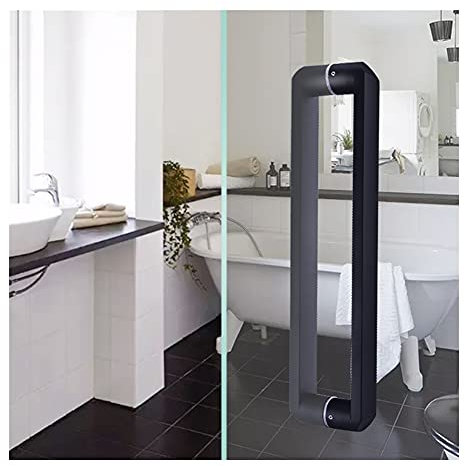XFSHKJS Duschtürgriff Sets, Matte Schwarze Farbe 304 Edelstahl Push-Pull-Türgriff, Haus Badezimmer Duschraum Glas Türgriff/Zuggriff (Size : 500mm+540mm)