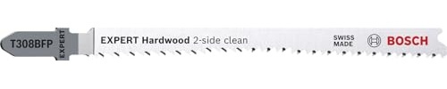 Bosch 25x Stichsägeblatt Expert ‘Hardwood 2-Side Clean’ T 308 BFP (für Küchenarbeitsplatte, Kunststoffbeschichtete Platten, Länge 117 mm, Professional Zubehör Stichsäge)
