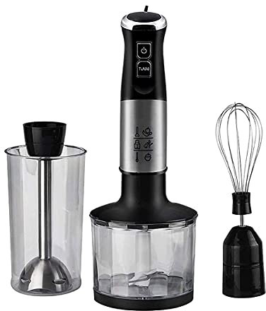 SMSOM 800W Immersion Hand Blender, Multifunctional 4-in-1 Low Noise Stick Mixer,Stainless Steel, Mixing Beaker, Chopper, Egg Whisk and Milk Frother
