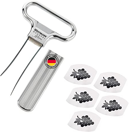 Westmark Set da Vino, 6 Pezzi, 1 Apribottiglie con Cavatappi Ah-So, Monopol Edition + 5 Versavino Safety, Acciaio/Zinco Pressofuso/PET, Cromato/Argento/Nero, 628533E6