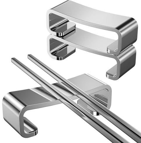 Operitacx 3er Set Edelstahl EssstäBchen Ablage, Metall LöFfel Halter, StäBchenstäNder FüR Zuhause Und Restaurant, SpüLmaschinenfest, 4.0 * 1.5 * 1.3 cm, Silber