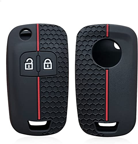 Otayee Silikon Autoschlüssel Hülle passend für Opel Insignia Astra J Zafira Corsa D Mokka Meriva Chevrolet Aveo Prism Spark Trax Cruze Key Shell Protector (Rote Linie)