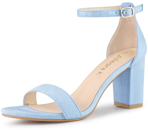 Allegra K Women's Buckle Ankle Strap High Chunky Heels Sandals | Chunky high heels with secure ankle buckle. Cushioned insole for comfort. Easy to walk. Casual & party.