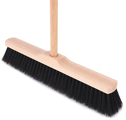 BAUSTER® Balai Robuste de 350 mm Avec Manche de 120 cm - Industriel et de Jardin - Pour Rues et Trottoirs