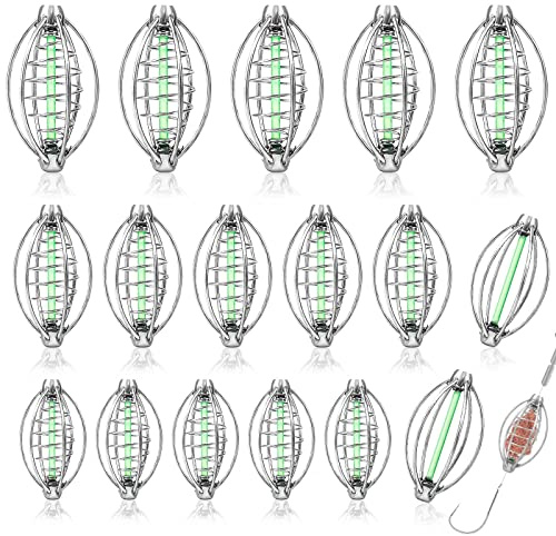 ADNEWX® 17 piezas de cesta para cebo de pesca, cesta de pesca Spring Fishing Inline Feeder Set de acero inoxidable, cesta para cebo de nidificación y alimentación (cesta de pesca 5 cm 6 cm 7 cm)