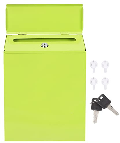 Baluue Wall-Mounted Locking Mailbox 11.81X8.66X2.36 Inch Metal Suggestion and Letter Drop Box with Keys for Home Office and Residential Use