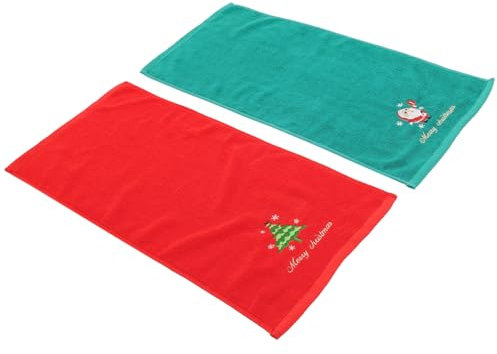 BESTonZON 2stücke Weihnachtshandtücher Pack Baumwolle Dekorative Handtücher Mit Stickerei Für Badezimmer Und Geschenkideen Zur Weihnachtszeit