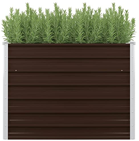 Aiuola rialzata per balcone, aiuola rialzata, marrone, 100 x 40 x 77 cm, in acciaio zincato, per giardini, terrazze, prati
