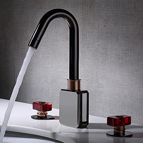Rubinetto per lavabo da Bagno Rubinetto per lavabo da Bagno diffuso/Rubinetti per lavabo a Doppia Maniglia in Ottone con Montaggio a Ponte a Tre Fori/Rubinetti per lavabo con Miscelatore acq