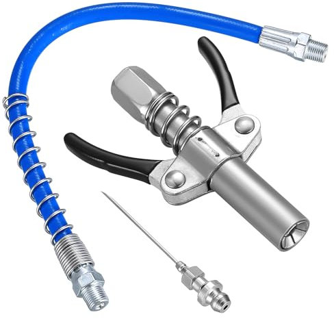 Testina per ingrassatore G Coupler, G Grasso Pistola Accoppiatore di Pistola per Grasso ad Alta Pressione, Ugello per Pistola a Grasso con Doppia Impugnatura, con 30 cm Tubo, 18G Ago Pistola Grasso