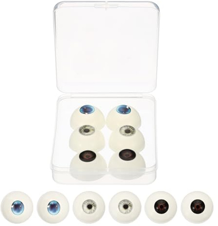 PATIKIL 32 mm Realistic Eyes Big Eyeballs, 3 Pair Acrylic Scary Half Round Fake Eyes Props for Halloween Party Horror Mask DIY Craft Decoration, Brown-Black Silver Dark Blue