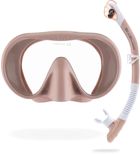 CRESSI Musa & Scilla Rose Gold - Set de Máscara sin Montura con Volumen Interior Reducido y Amplio Campo de Visión y Tubo Scilla para Buceo y Snorkel, Oro Rosa, Talla Única, Adultes