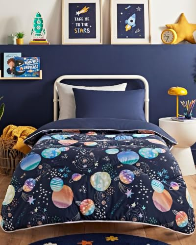 Night Lark Children's Coverless Duvet 4.5 Tog - Space Adventure, Single | Advanced Smartfil® Fibre, Machine Washable, Hypoallergenic, Coverless Duvet Single Bed Size & Pillowcase Set
