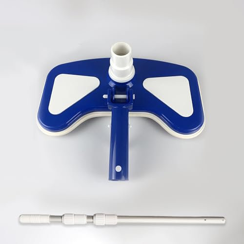 Aspirapolvere per pavimenti della piscina con asta telescopica, spazzola manuale per piscina e aspirazione, 29,5 x 15 cm