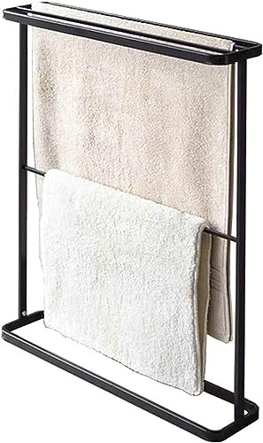 JDSHFEN Free Standing Towel Rack with 5 Rails for Small Bathrooms Kitchens and Hotels, Black-63x18x76cm