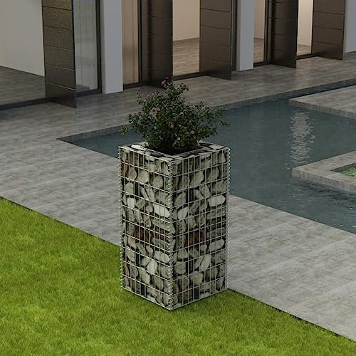 AUVYI Panier en pierre - Décoration de jardin - 50 x 50 x 100 cm - Gabions surélevés - Parterre surélevé - Clôture de jardin - Construction stable - Colonne de gabion - Mur de plantes - Panier gabion