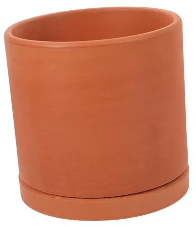 BESPORTBLE Pot De Fleurs Terre Cuite pour Plantes Grasses avec Trou De Drainage Design Cylindrique Rond Moyen pour Jardin Extérieur Ou Intérieur