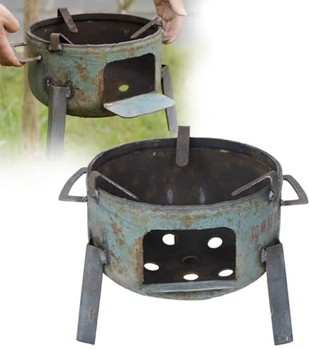 PQXQZ Portable Outdoor Wood Burning Stove Tripod Tent Stove for Camping Tent Cooking Hiking Fishing Backpacking