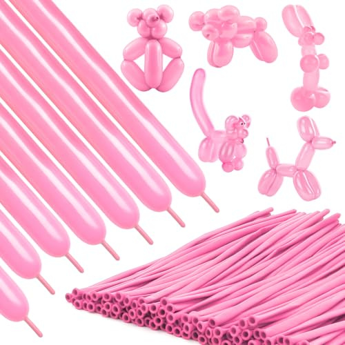 Pink 260 Balloons 100Pcs Long Balloons for Tying Balloon Arch Pink Modelling Twisting Balloon Animal Garland Wedding Birthday Party Valentines Decorations