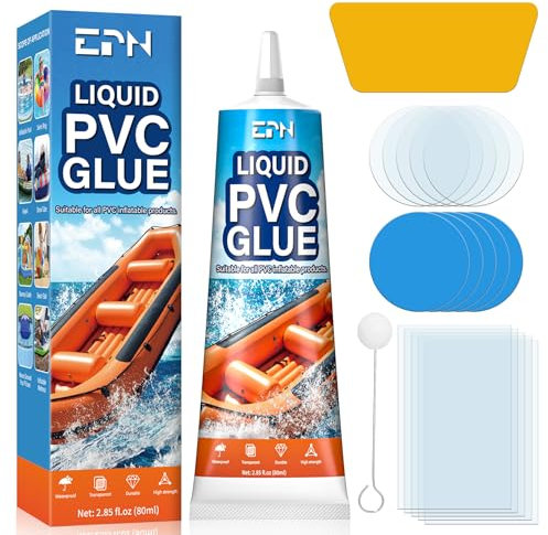 EPN Air Mattress Patch Kit, Waterproof Vinyl Pool Liner Patch Kit, Inflatable Patch Repair for Inflatables, Air Mattress, Swimming Pool, Hot Tub, PVC Boat, Raft, Kayak (80 ML)