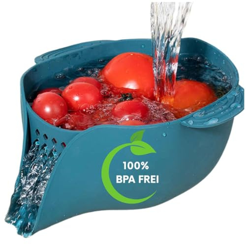 Advantez Silikon-Küchensieb, Abtropfgestell und Nudelsieb zum Waschen von Obst, Gemüse und Salaten. Multifunktionales Sieb für Küche und Camping, Landhaus.