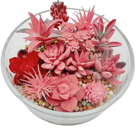 Urier 12 Pieces Fake Succulent Plant,Mini Artificial Succulents,Artificial Air Plants That Look Real,Plastic Plant for Garden & Outdoor Home Décor (Deep Pink)