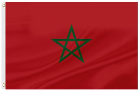 ASUNO Morocco Flag 90 × 150 CM Polyester Moroccan National Banner with 2 Brass Grommets Double Side Vivid Color Fade Resistant for Outside Garden Lawn Patio