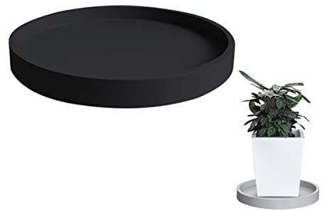 Bandeja de plástico negro para plantas, bandeja de goteo de 40 cm para macetas de interior, paletas de platillo para plantas de flores, duradera e impermeable