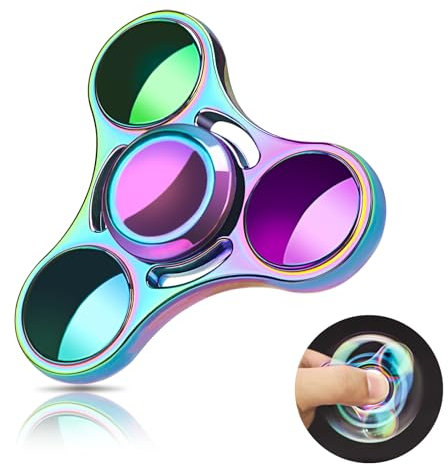 Coolden Fidget Spinner Metall Fidget Toys EDC Hand Spinner Edelstahl Lager 2-5 Min Hochwertig Finger Kreisel Spielzeug ADHD Anti Stress Spielzeug Tri-Spinner Fidget Toy für Erwachsene Kinder Bunt