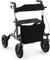 FANTASK Rollator mit Sitz für Senioren, faltbar und leicht mit Luftbereifung, Aluminium, Leichtgewicht Rollatoren, bis 160 kg, 2 in 1 Rollstuhl & Reiserollator (Schwarz)