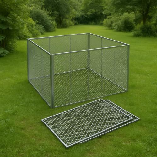 Brista Gartenabfall-System – aus feuerverzinktem Stahl, modular erweiterbar, wetterfest – als Set oder Einzelteile wählbar (Komposter mit Deckel und Boden)