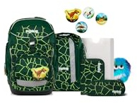 ergobag Pack Set Bundle ergonomischer Schulrucksack flexibel 7-teilig Set 1. Klasse Grundschule für Mädchen und Jungen BärRex - Grün